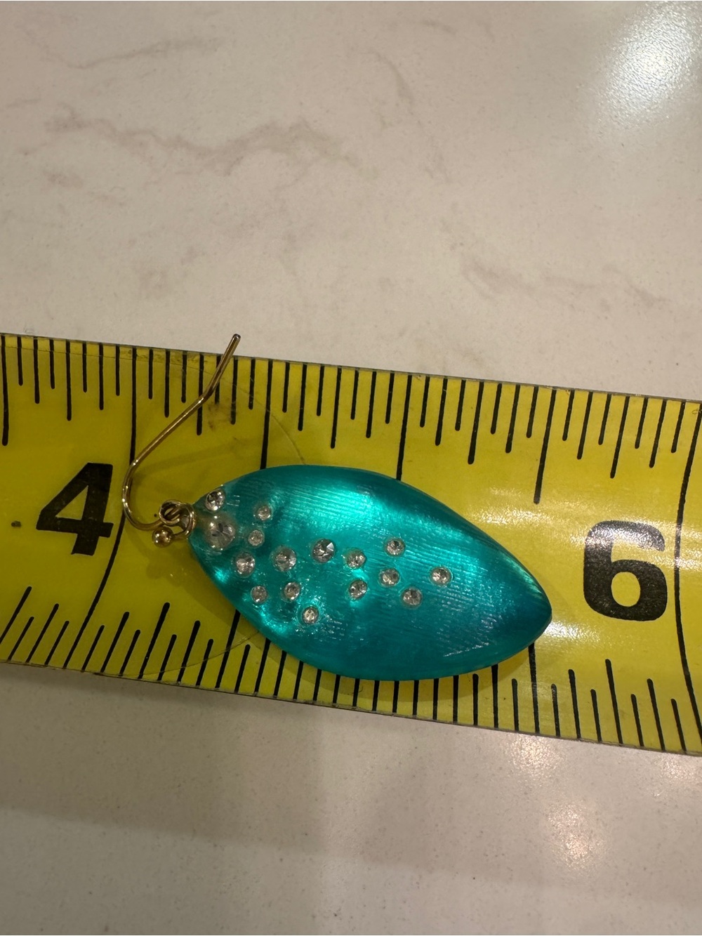 ALEXIS BITTAR CRYSTAL-DUST TEAL LUCITE LEAFLET DROP EARRINGS - Picture 5 of 5